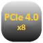 Symbol für PCIe 4.0 x8 Schnittstelle für Grafik- und Erweiterungskarten